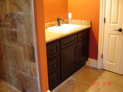 Black bathroom vanity with granite tops.solid wood